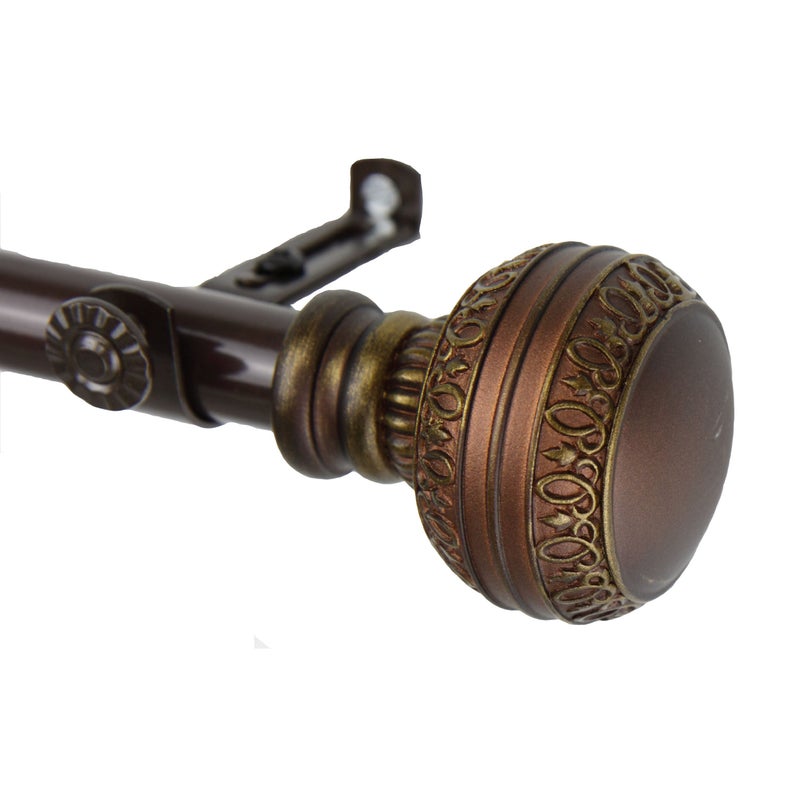 Rod Desyne Rod Desyne 4802997 Ornament Window Curtain Rod Set 120 to 170Inch Cocoa