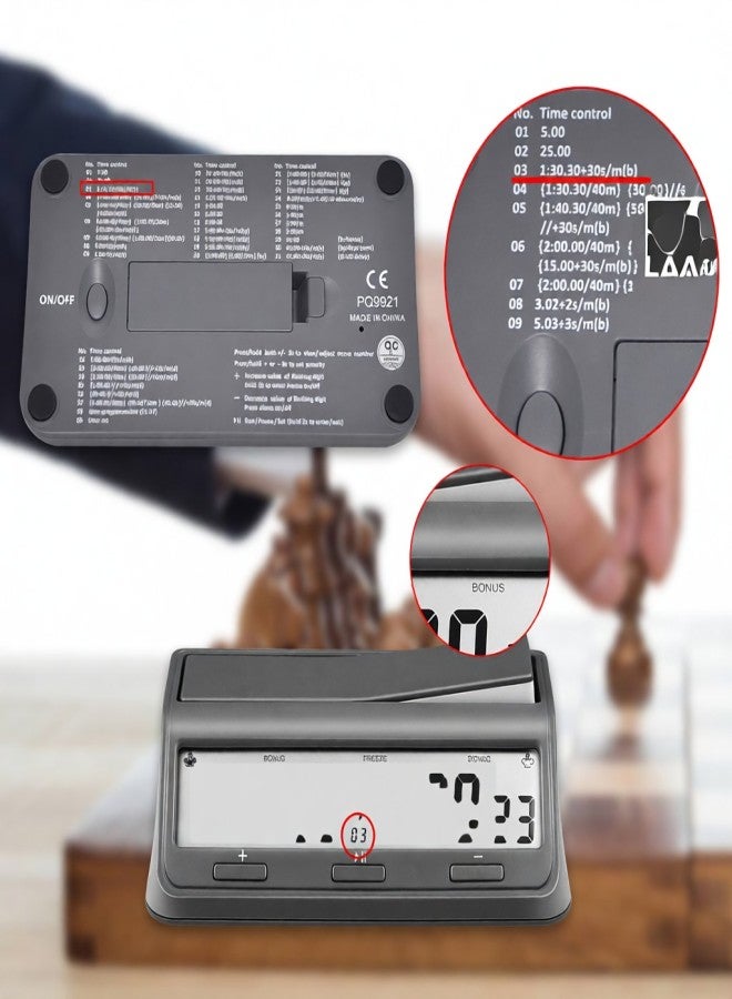 LEAP Chess Clock Digital Chess Timer Professional for Board Games Timer with 37 Preset Programme Countdown/ Increment Delay Byo-yomi Restricted Moves Restrict Time Feature - Image 5