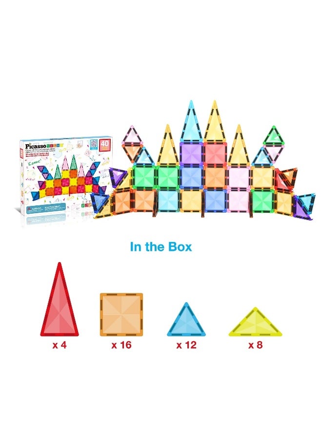 PicassoTiles - PicassoTiles Mini Diamond Collection Travel Size Magnetic Building Block Set ( 40 Pieces ) - Image 1