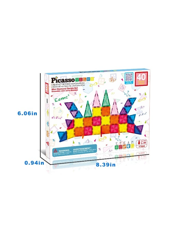 PicassoTiles - PicassoTiles Mini Diamond Collection Travel Size Magnetic Building Block Set ( 40 Pieces ) - Image 1