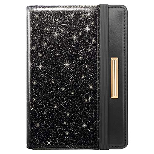 Coco Rossi Passport Holder Cover,Traveling Passport Case Glitter Cute Passport Wallet for Women,Black Glitter - Image 1