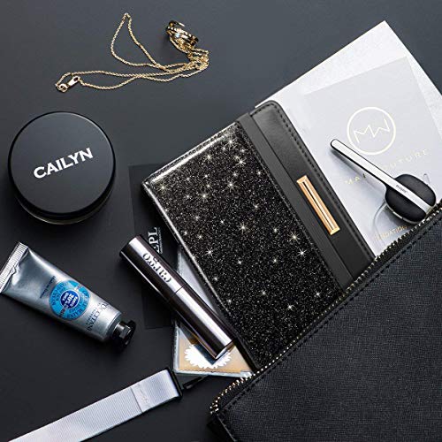 Coco Rossi Passport Holder Cover,Traveling Passport Case Glitter Cute Passport Wallet for Women,Black Glitter - Image 4