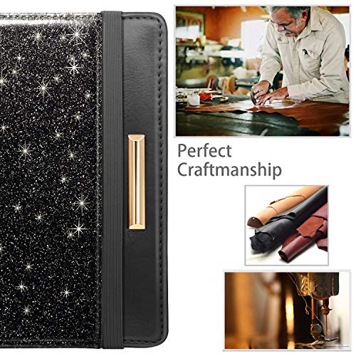 Coco Rossi Passport Holder Cover,Traveling Passport Case Glitter Cute Passport Wallet for Women,Black Glitter - Image 5