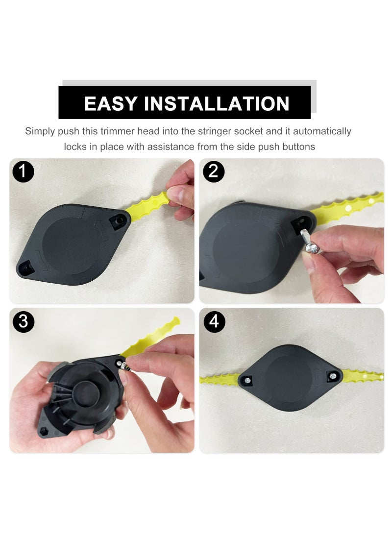 SYOSI - ACFHRL2 Polycarbonate Bladed Trimmer Head Compatible with Ryobi 18V, 24V, and 40V RY40210, RY40210A Strimmers with 8 Quickload Blades (1+8+4) - Image 1