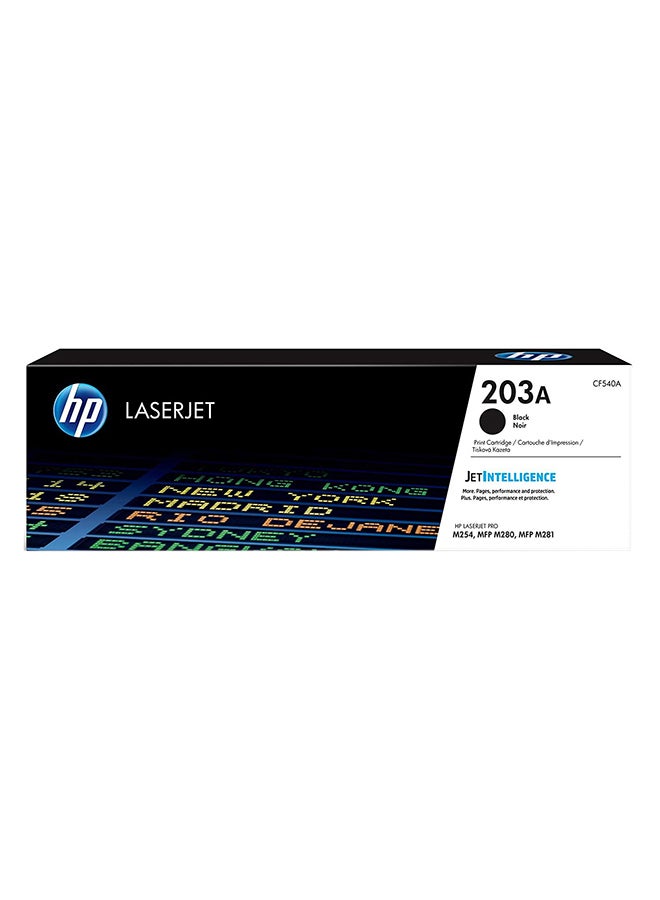 HP خرطوشة حبر ليزر جيت أصلية بلون أسود 203A تعمل مع طابعات ليزر جيت برو M254، وM280، وM281 من إتش بي طراز  [CF540A] أسود - Image 1