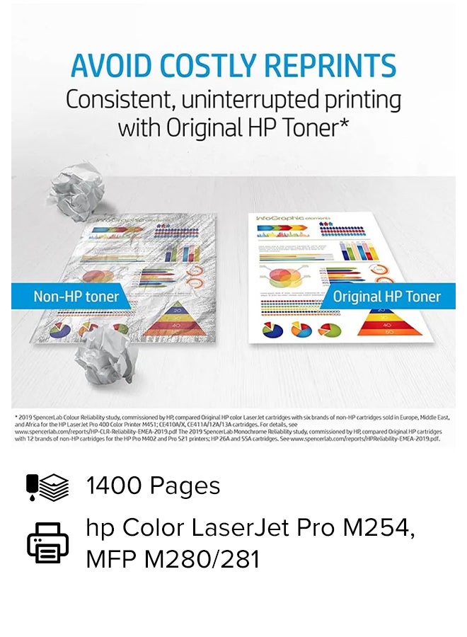 HP خرطوشة حبر ليزر جيت أصلية بلون أسود 203A تعمل مع طابعات ليزر جيت برو M254، وM280، وM281 من إتش بي طراز  [CF540A] أسود - Image 2