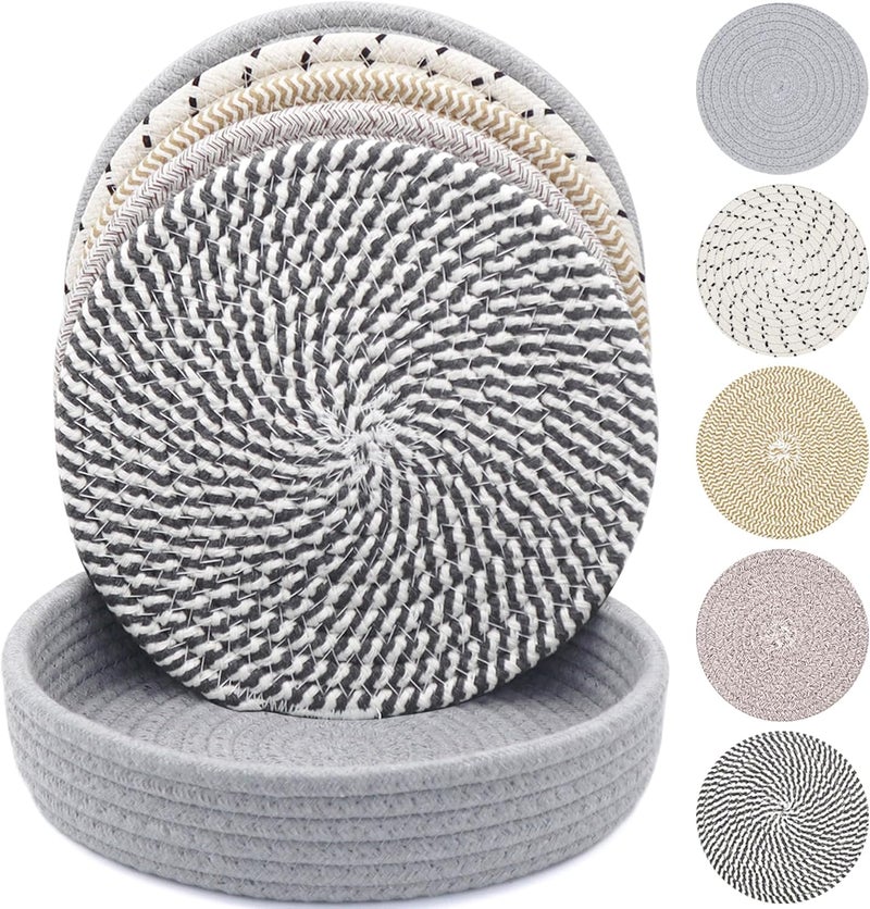 KITLAB 10 Inch Trivets for Hot Dishes, Hot Pots and Pans, Extra Large Thick Heat Resistant Large Coaster, Hot Pads, Kitchen Essentials, Pot Holders for Countertop with Storage Basket, 5 Pcs - Image 1