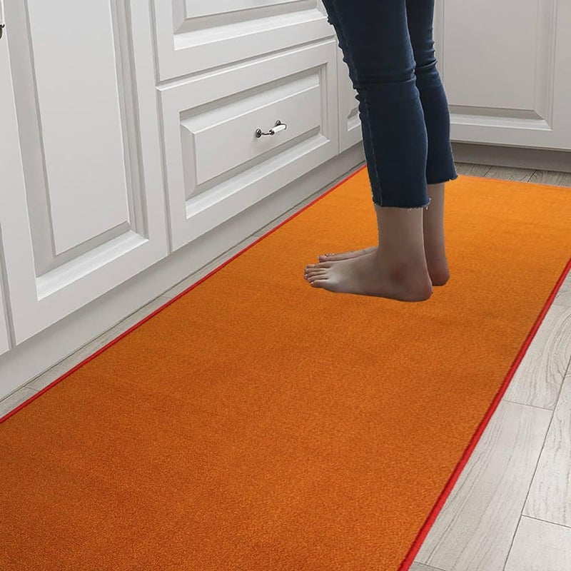RugStylesOnline RugStylesOnline Runner Rugs for Hallways 2x7 ft Washable Slip Resistant Backing Solid Color Runner Rugs for Entrance Kitchen Bedroom Solid Orange  22x7 - Image 2