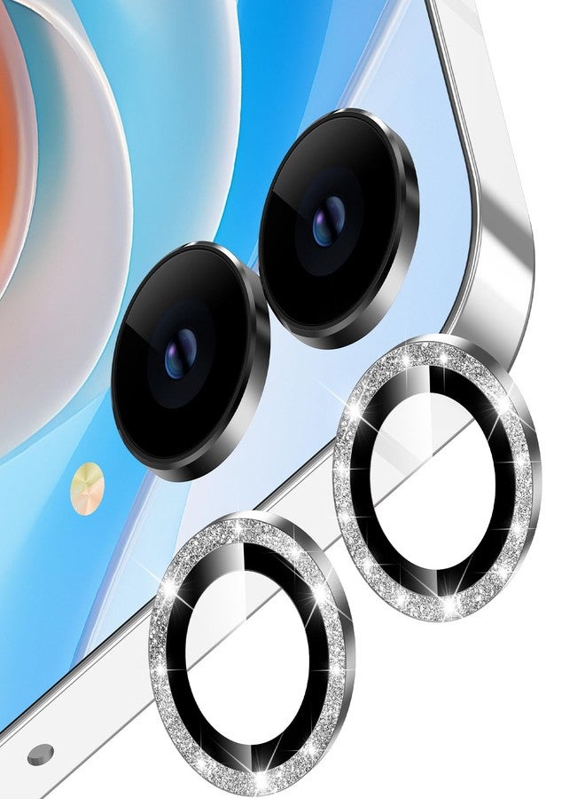 YWXTW for Samsung Galaxy Z Flip 7 Camera Lens Protector, Bling Glitter Individual Anti Scratch Metal Ring Tempered Glass Camera Screen Protector for Z Flip 7 Accessories 2025 Glitter-Silver - Image 1