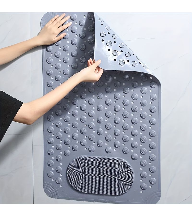 Non Slip Bathroom Mat Khaki 14 17 27 17 Inch Home Use Anti Fall Bath and Toilet Floor Pad With Massage Function - Image 2