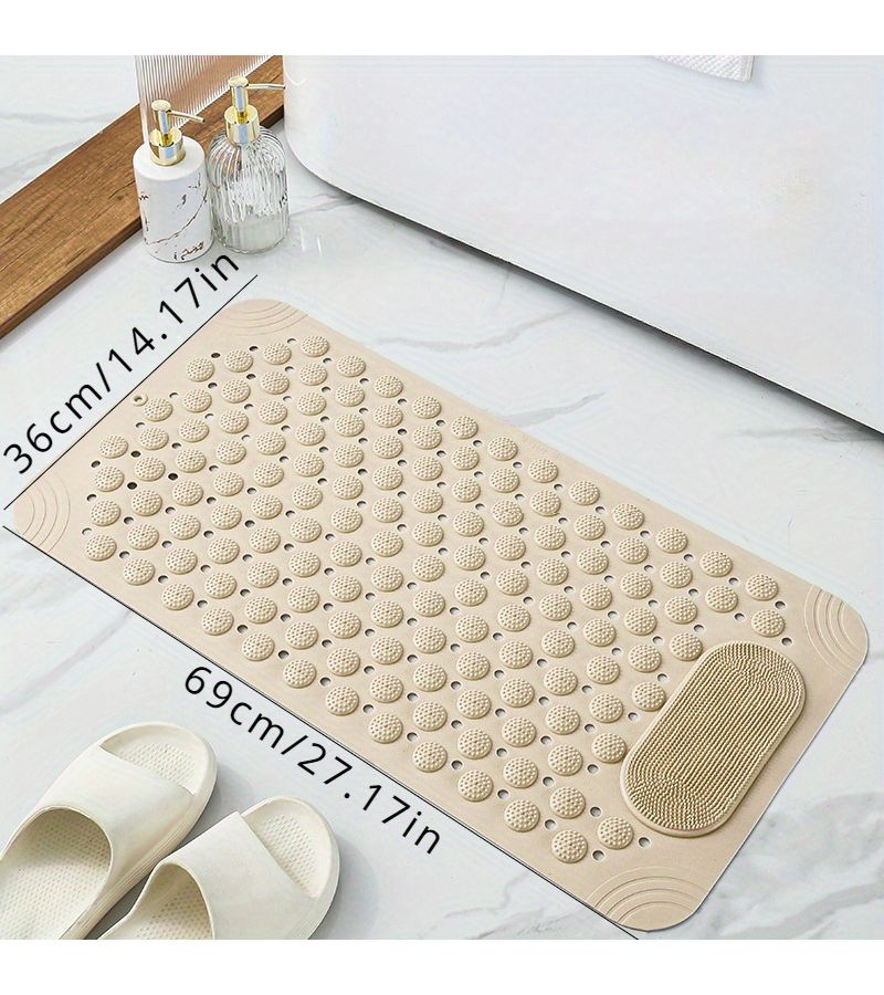 Non Slip Bathroom Mat Khaki 14 17 27 17 Inch Home Use Anti Fall Bath and Toilet Floor Pad With Massage Function - Image 3