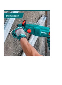 TOTAL TOTAL Rotary Hammer 800W – SDS Plus Chuck System, 2.5J Impact Energy, 0-4000 BPM, Max Drilling Capacity 26mm Concrete, Includes 3 Drills, 2 Chisels & Extra Carbon Brushes – Powerful Tool for Drilling & Chiseling  - Image 2