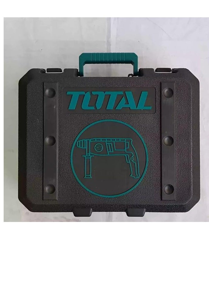 TOTAL - TOTAL Rotary Hammer 800W – SDS Plus Chuck System, 2.5J Impact Energy, 0-4000 BPM, Max Drilling Capacity 26mm Concrete, Includes 3 Drills, 2 Chisels & Extra Carbon Brushes – Powerful Tool for Drilling & Chiseling - Image 1