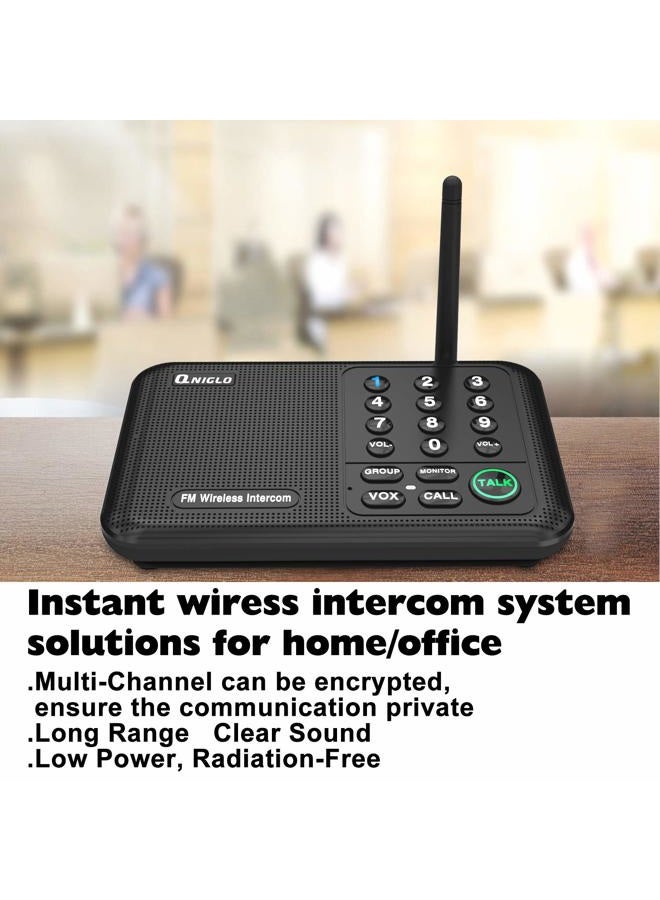 Qniglo Wireless Intercom System 10 Channel 1/2 Mile Long Range FM Intercoms Wireless for Home and Office (2 Stations Black, 2018 New Version) - Image 2