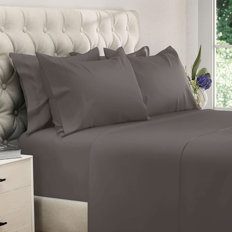 Four Seasons Thin Luxury Lightweight Embroidered 4 6pcs Bed Sheet Set One Fitted Sheet One Flat Sheet 2 4 Embroidered Pillowcases Pillow Inserts Not Included Brushed Mattress Cover 100 Polyester Fiber Soft Comfortable Fresh Green 55.12 X 78.74 Inches - Image 4