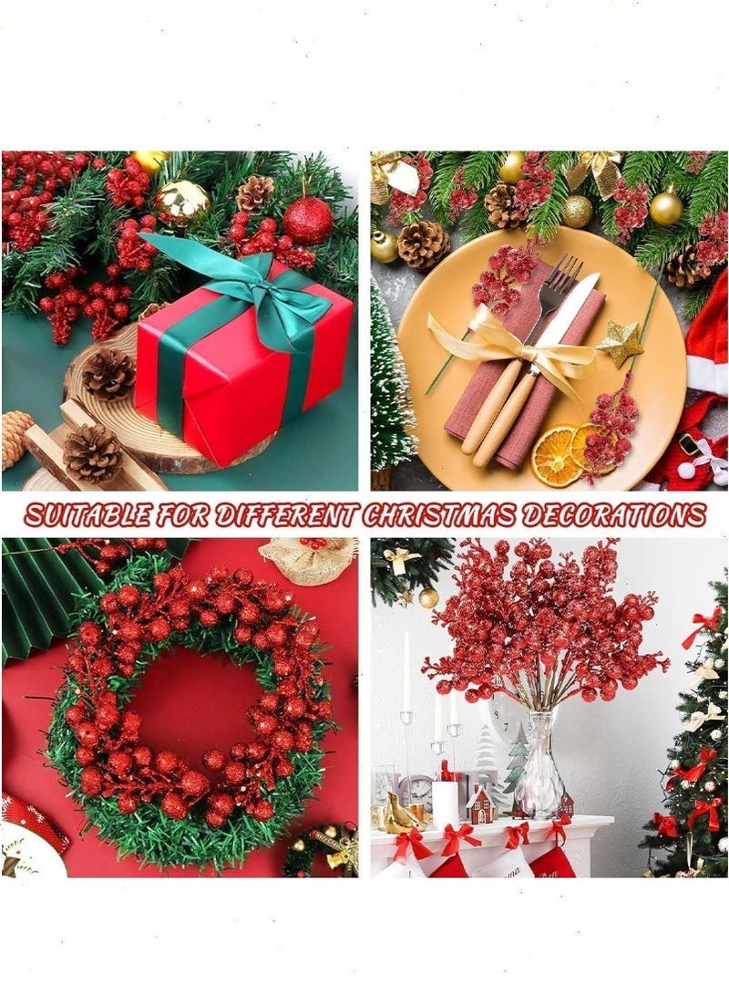 يواوليتي 25 قطعة من سيقان التوت اللامع لعيد الميلاد، زينة شجرة عيد الميلاد، إكليل عيد الميلاد، الحرف اليدوية، ديكور العطلات والمنزل (أحمر) - Image 3