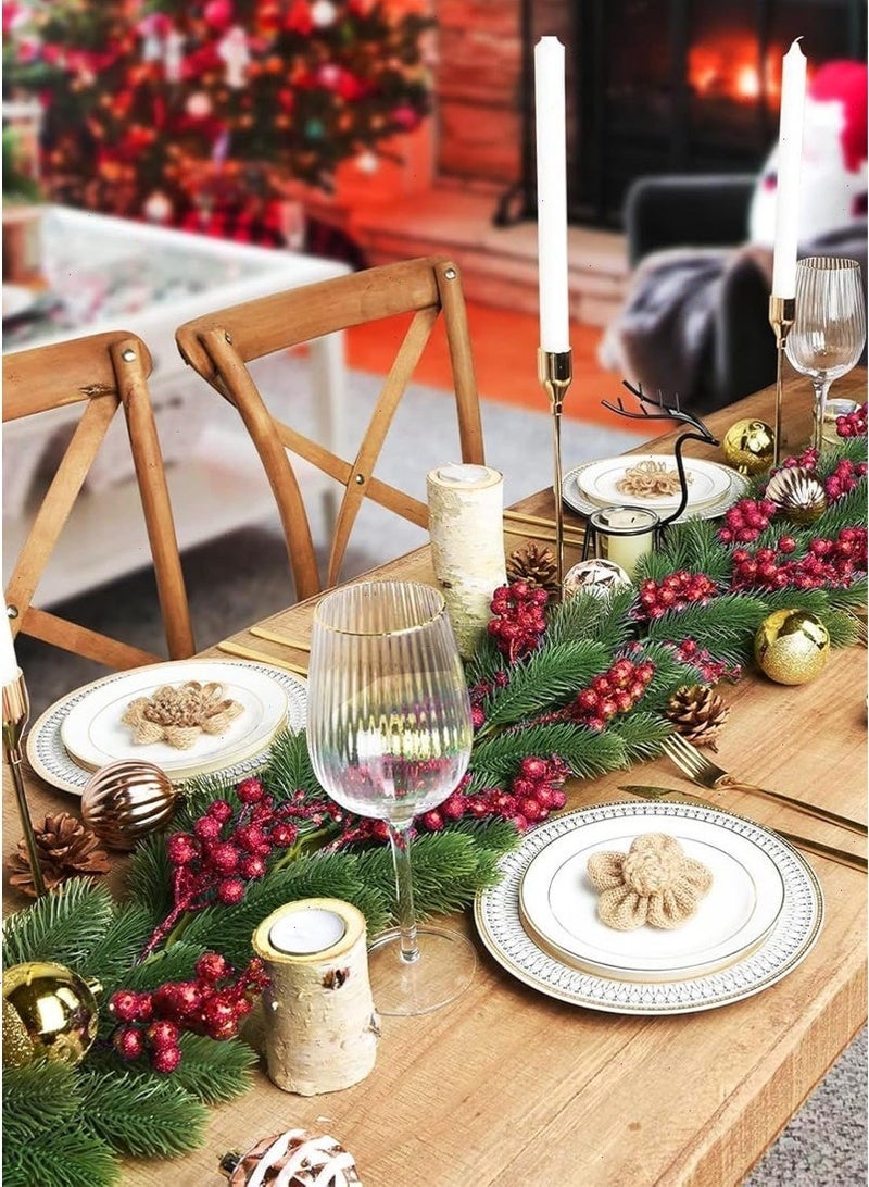 يواوليتي 25 قطعة من سيقان التوت اللامع لعيد الميلاد، زينة شجرة عيد الميلاد، إكليل عيد الميلاد، الحرف اليدوية، ديكور العطلات والمنزل (أحمر) - Image 4