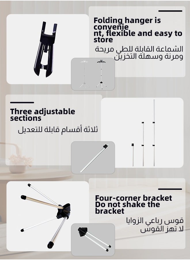 يو إل اتش واي سي شماعة ملابس للكي بالبخار وشماعة معاطف قابلة للسحب والطي  - Image 4