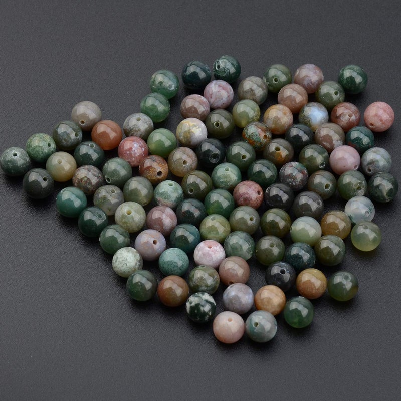 LPBeads 100PCS 8mm Natural Colorful Indian Agate Gemstone Round Loose Beads for Jewelry Making with Crystal Stretch Cord - Image 3