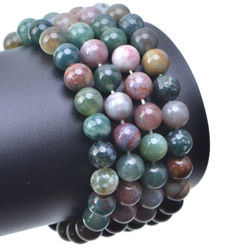 LPBeads 100PCS 8mm Natural Colorful Indian Agate Gemstone Round Loose Beads for Jewelry Making with Crystal Stretch Cord - Image 4