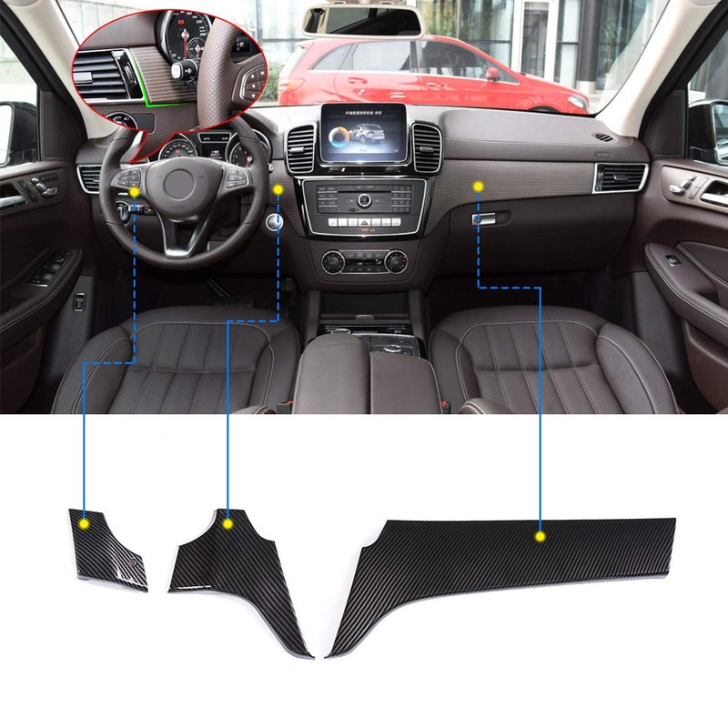 YUECHI 3pcs Carbon Fiber ABS for Mercedes Benz GLE GLS Class W166 20162019 Car Central Control Decorative Panel Frame Trim Accessories