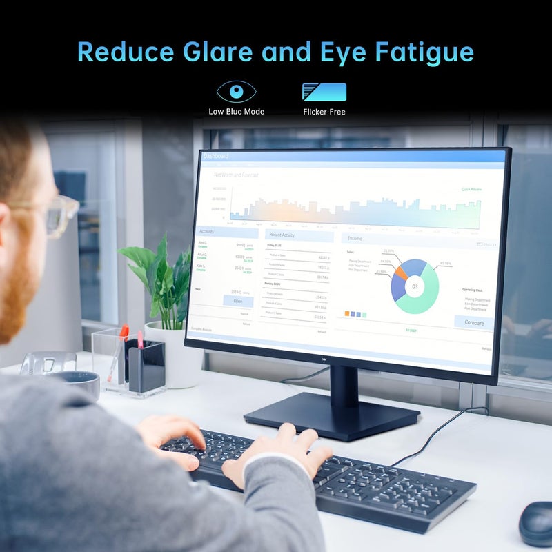 KTC 24 Inch 1080P Full HD Computer Monitor, 100Hz HDR10 Frameless Gaming Monitor with Freesync, HDMI & VGA Ports PC Monitor for Working, VESA, Tilt Adjustable, Eye Care - Image 5