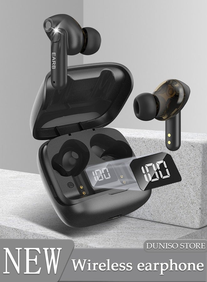 DUNISO Wireless Headphones Bluetooth Waterproof Earphones with Mic Wireless Charging Case LED Power Display and Touch Control for Running Sport Gym - Image 1