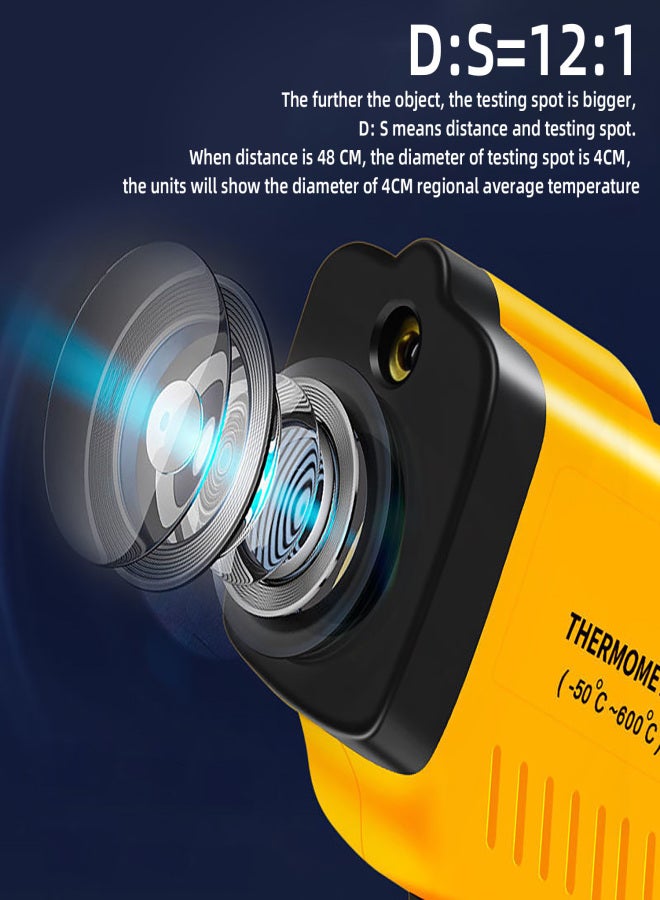 بي سايد BSIDE H1 مقياس حرارة بالأشعة تحت الحمراء بدون تلامس، درجة حرارة رقمية قابلة للتعديل - 58-1022 درجة فهرنهايت (-50-550 درجة مئوية) مقياس حرارة صناعي عالي الدقة لقياس درجة حرارة المطبخ والخبز بالأشعة تحت الحمراء - Image 4
