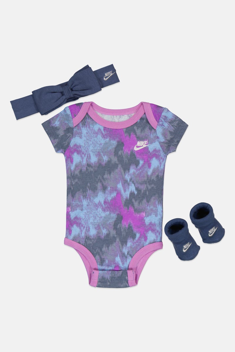 Nike Toddlers Boy 3 Pieces Tie Dye Bodysuit And Socks Set With Booties, Multicolor - Image 4
