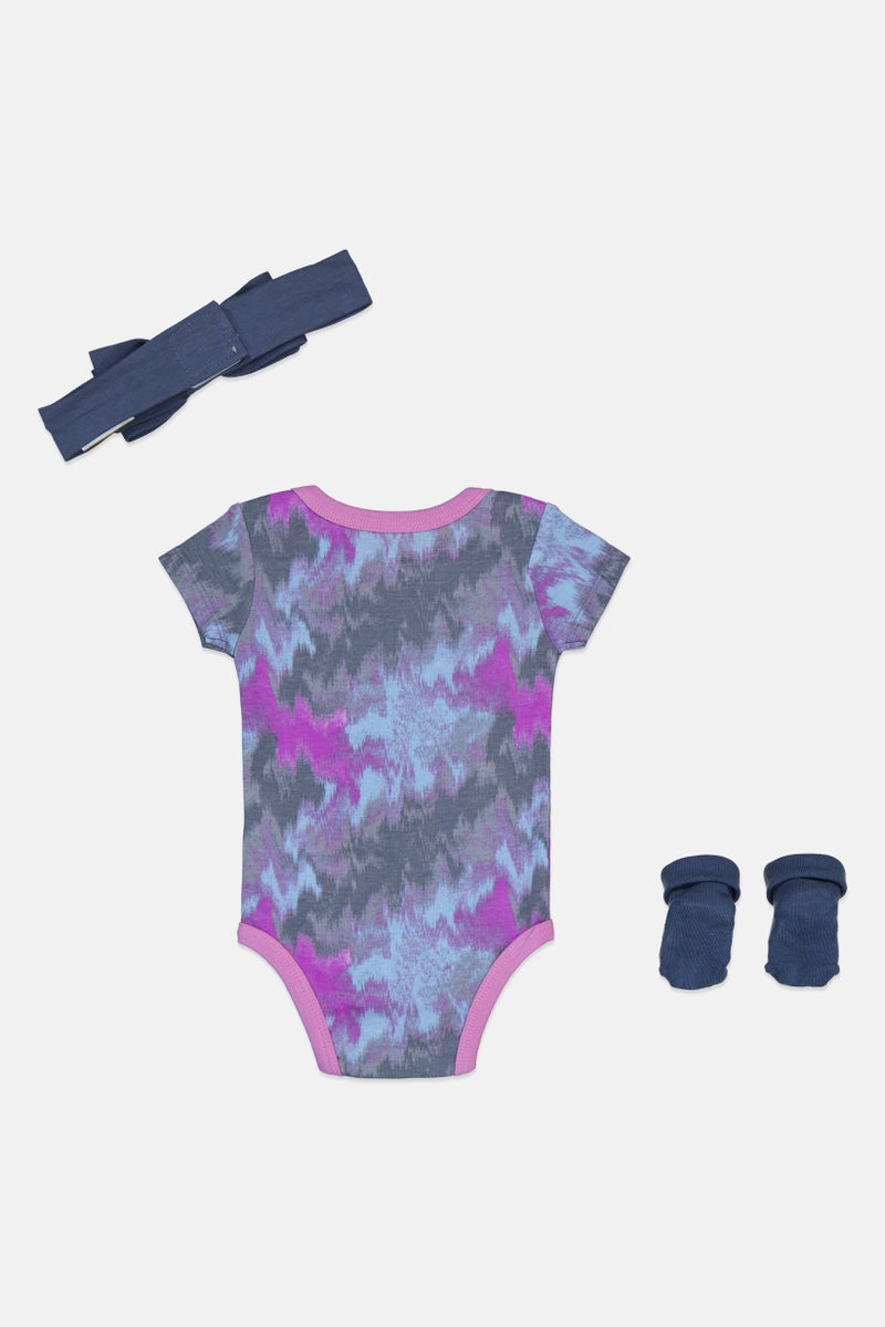 Nike Toddlers Boy 3 Pieces Tie Dye Bodysuit And Socks Set With Booties, Multicolor - Image 3
