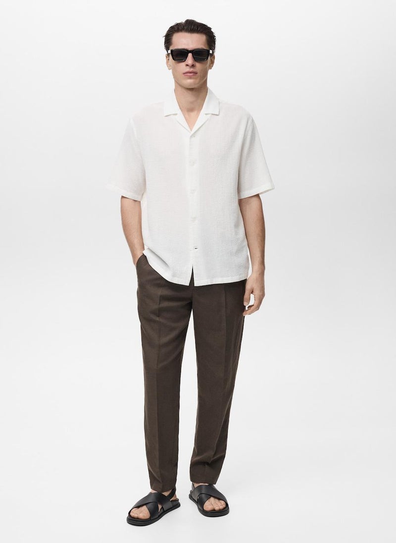Mango Man Seersucker Bowling Collar Shirt  - Image 5