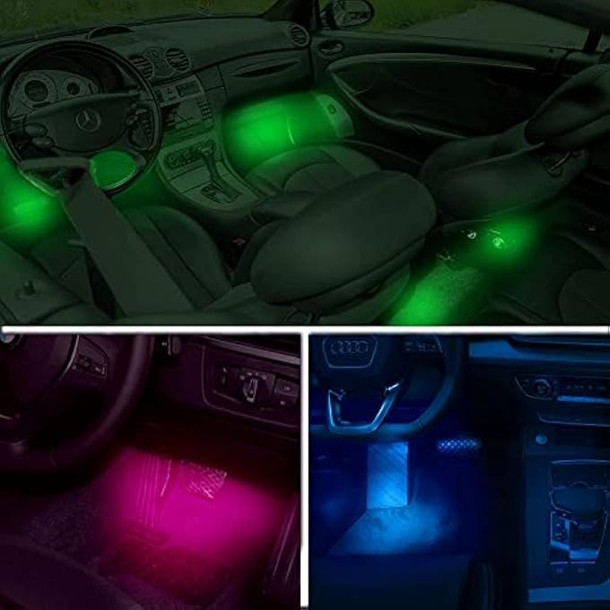 LUOWAN Car Led Strip Lights 4 Pieces Dc 12V 48 Led Multicolor Car Interior Music Light With Sound Active Function Wireless Remote Control MultiModes For Choice - Image 2