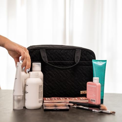 Carrywell |Not Made In China| Hanging Toiletry Travel Bag For Women, Makeup Organizer Case, Water-Resistant Cosmetic Bag For Full-size Containers, Toiletries (Black, Medium) - Image 5