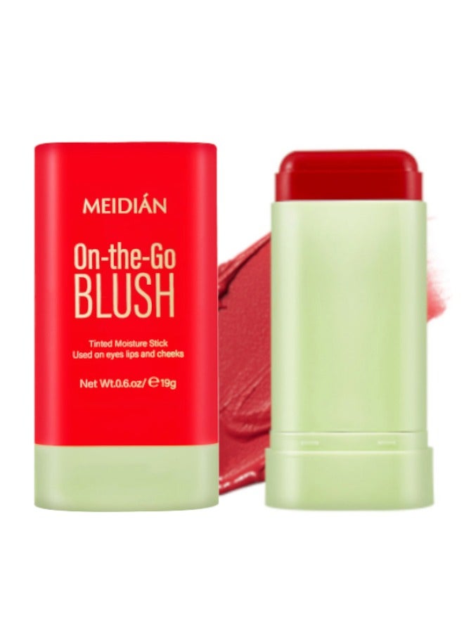 Meidián On-the Go Blush,Nude Cream Blush For Cheeks Face Blushes Stick Palette Bronzer Highlighter Shape Contour Moisturizing And Breathable Matte Long-wearing Waterproof Red - Image 1