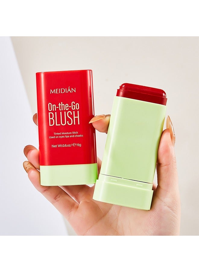 Meidián On-the Go Blush,Nude Cream Blush For Cheeks Face Blushes Stick Palette Bronzer Highlighter Shape Contour Moisturizing And Breathable Matte Long-wearing Waterproof Red - Image 5