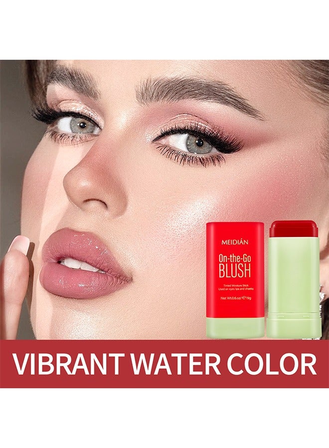 Meidián On-the Go Blush,Nude Cream Blush For Cheeks Face Blushes Stick Palette Bronzer Highlighter Shape Contour Moisturizing And Breathable Matte Long-wearing Waterproof Red - Image 4