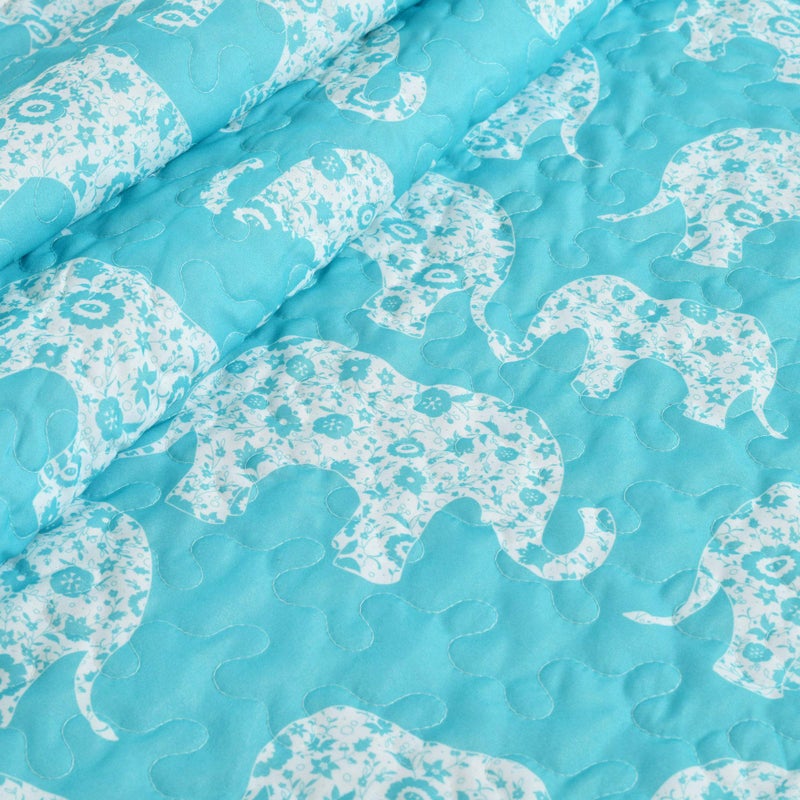 Lush Decor Elephant Parade Sherpa Throw Blanket 50" W x 60" L, Aqua - Elephant Blanket for Kids - Plush Throw Blankets for Bed - Blue Couch Blankets - Image 3