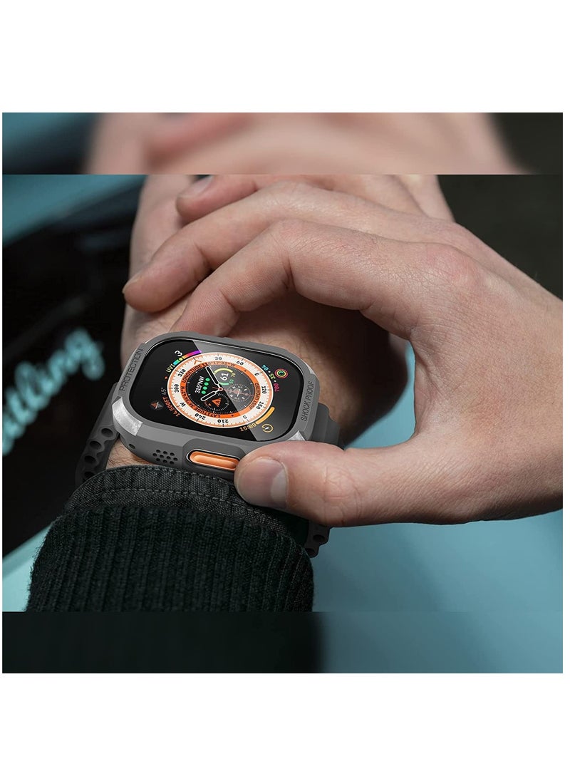 KASTWAVE - Watch protective case compatible with Apple Watch Ultra 49mm,3pack Overall Shockproof TPU Soft Sensitive Touch Protective Case (Black/Grey/Clear) - Image 1