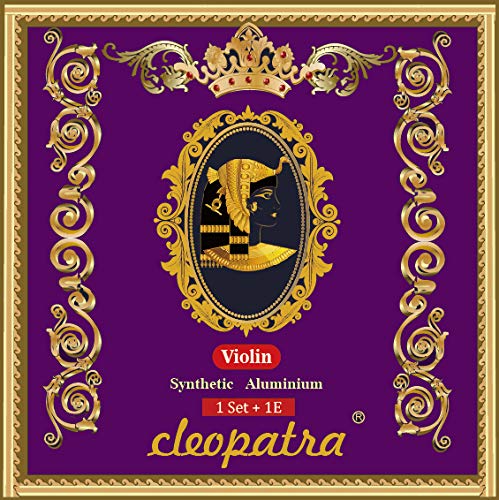 Cleopatra Handmade Violin Strings: 1 Pack + 1 Extra E. Synthetic Core, Medium Gauge, Ball End, 4/4. - Image 1
