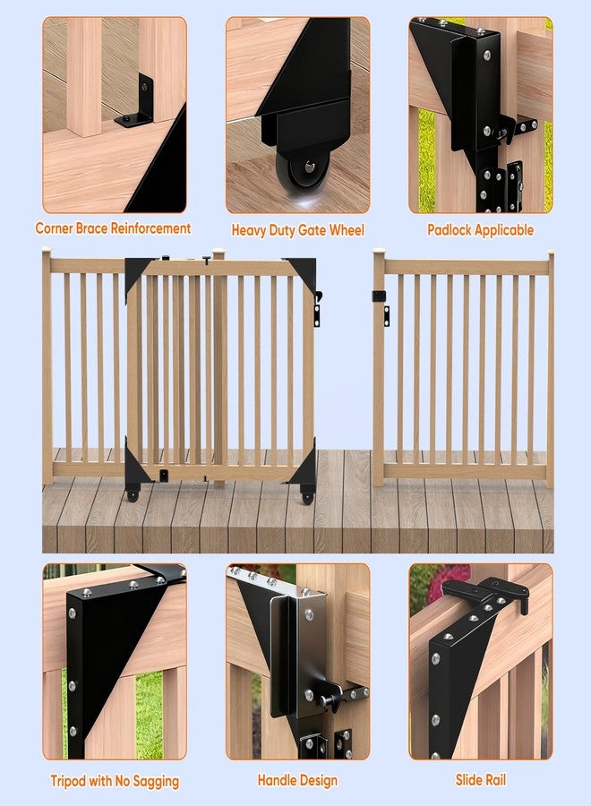طقم بوابة منزلقة من هوين - طقم أدوات بوابة دوارة شديدة التحمل للأسوار الخشبية، تصميم مضاد للترهل مع عجلات سلسة، تركيب سهل يمكنك القيام به بنفسك للشرفة، حمام السباحة، بوابة سطح الحظيرة (أسود) - Image 4