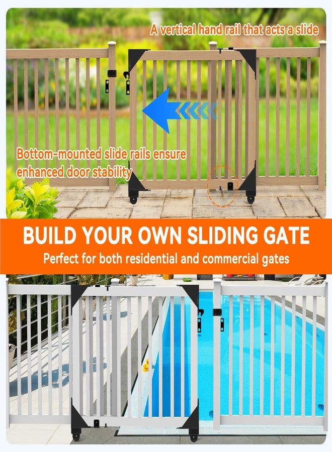 طقم بوابة منزلقة من هوين - طقم أدوات بوابة دوارة شديدة التحمل للأسوار الخشبية، تصميم مضاد للترهل مع عجلات سلسة، تركيب سهل يمكنك القيام به بنفسك للشرفة، حمام السباحة، بوابة سطح الحظيرة (أسود) - Image 5