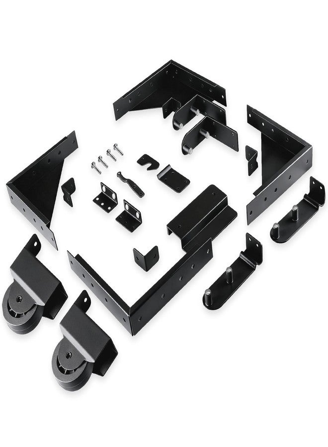طقم بوابة منزلقة من هوين - طقم أدوات بوابة دوارة شديدة التحمل للأسوار الخشبية، تصميم مضاد للترهل مع عجلات سلسة، تركيب سهل يمكنك القيام به بنفسك للشرفة، حمام السباحة، بوابة سطح الحظيرة (أسود) - Image 1