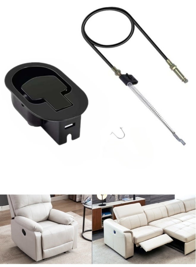 Universal Black Metal Recliner Replacement Handle, Pull Release Lever for Sofa, Couch & Reclining Chair - Image 1
