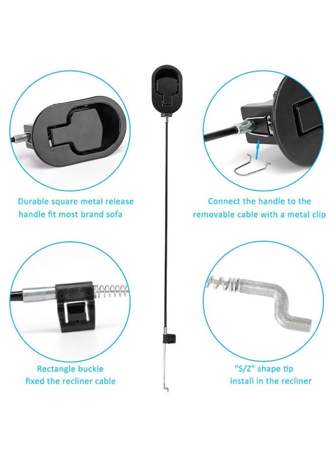 Universal Black Metal Recliner Replacement Handle, Pull Release Lever for Sofa, Couch & Reclining Chair - Image 2