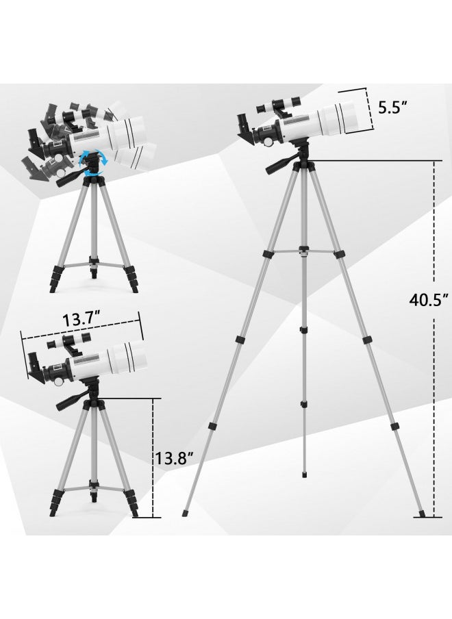 ToyerBee Telescope for Adults & Kids, 70mm Aperture Astronomical Refractor Telescopes for Astronomy Beginners (15X-150X), 300mm Portable Telescope with an Phone Adapter & A Wireless Remote
