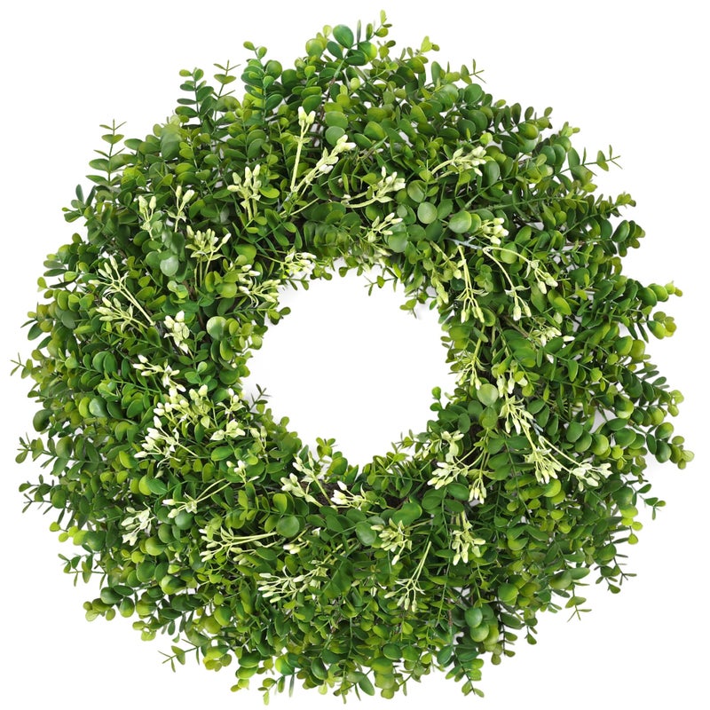 RHTRJ 26 Inch Large Greenery Eucalyptus Boxwood Wreaths Artificial Easter Summer Spring Wreaths for Front Door Outdoor All Season Spring Decorations for Home Porch Room Window Wall Farmhouse (Berries) - Image 1