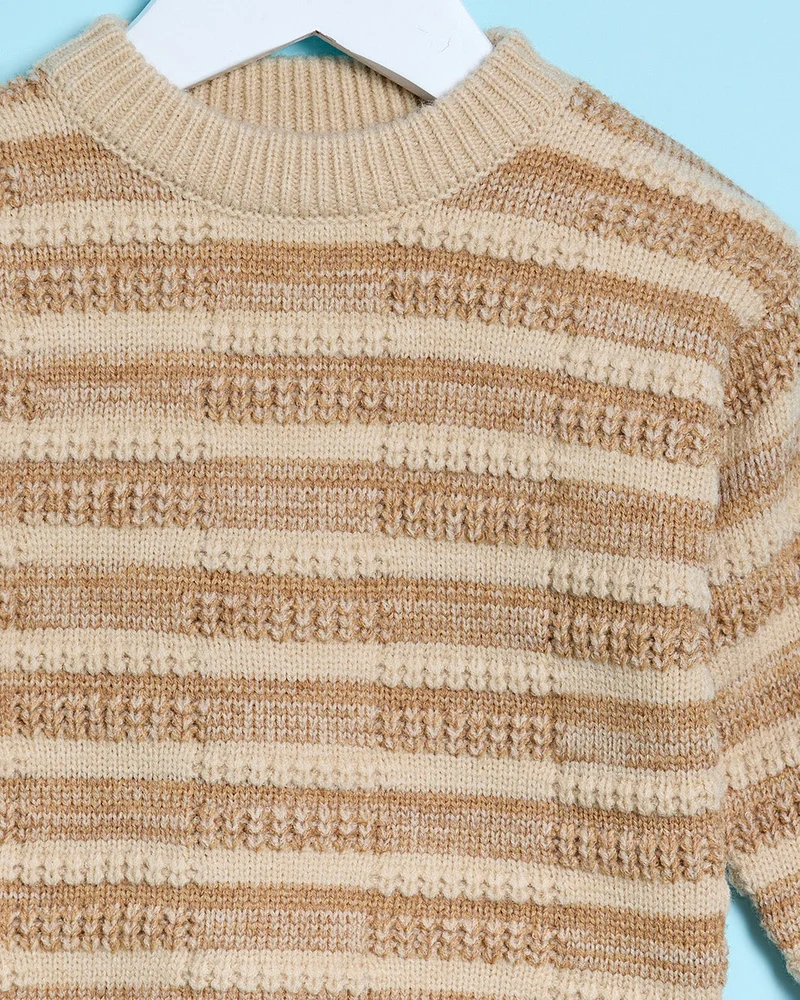 ردتاغ Infant Boys Ecru Striped Pullover Sweater