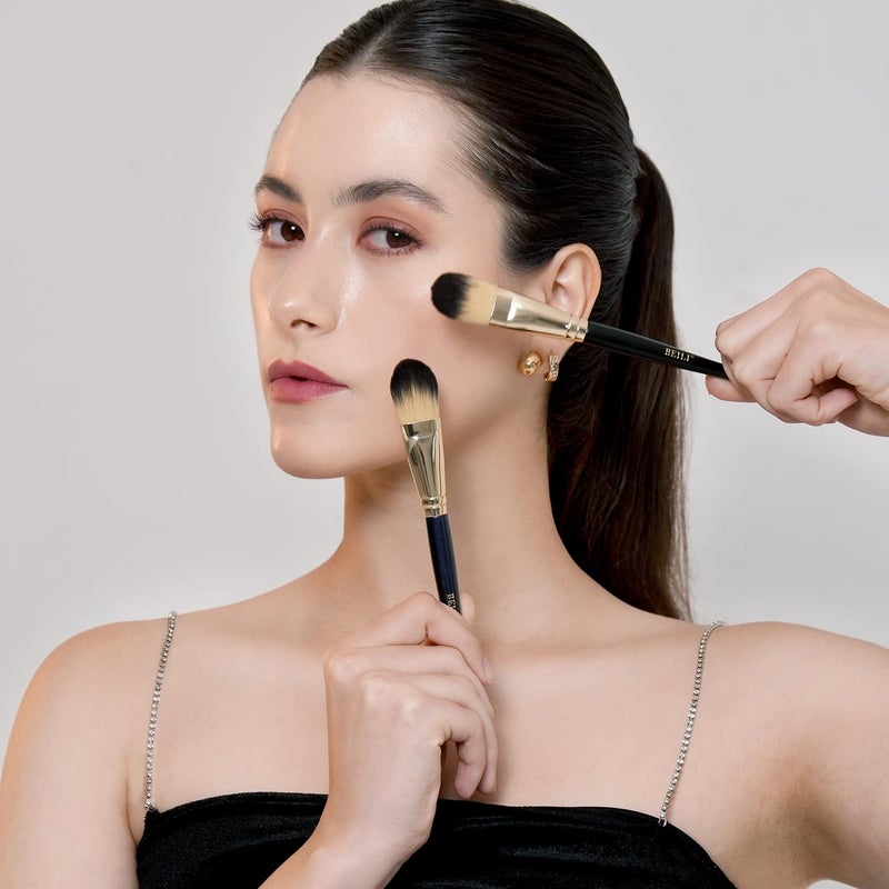 BEILI Foundation Brush Set for Liquid Mask Concealer Makeup Flat Foundation Makeup Brushes for Liquid Cream Foundation Powder Buffing Blending Premium Face Makeup Brushes(2Pcs) - Image 2