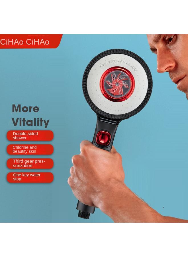 Bluejw European And American Black Wu Style Hand-held Water Purification Double-sided Shower Nozzle Pressurized Chlorine Removal And Skin Beauty Household Bathing Pressurized Shower Head - Image 2