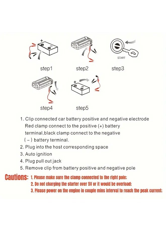 NIBEMINENT 12V Portable Emergency Car Starter: Car Emergency Start Power Air Pump Portable Battery Ignition Starter Lighting Car Air Pump Tire Car Inflator Red  - Image 5
